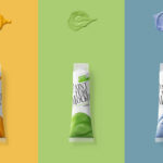 Paint Tube with Paint Samples Top View Mockup