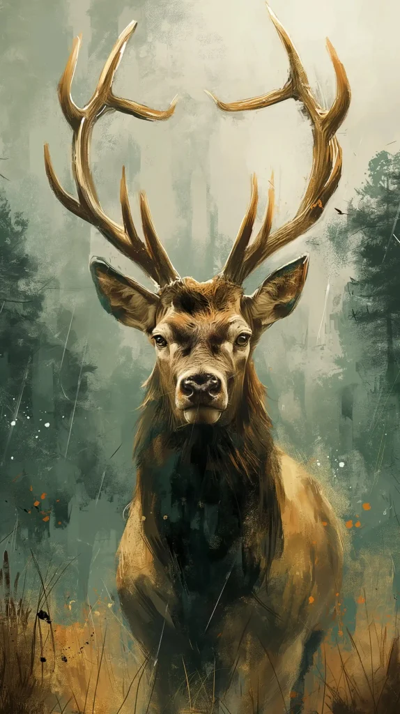 Painted Deer in Green Cream