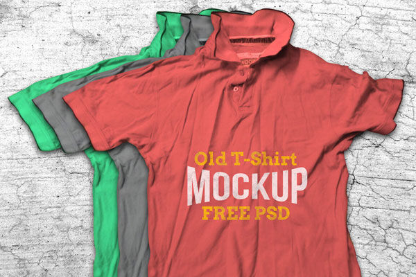 Pair of Old Crumpled T-Shirts Mockup