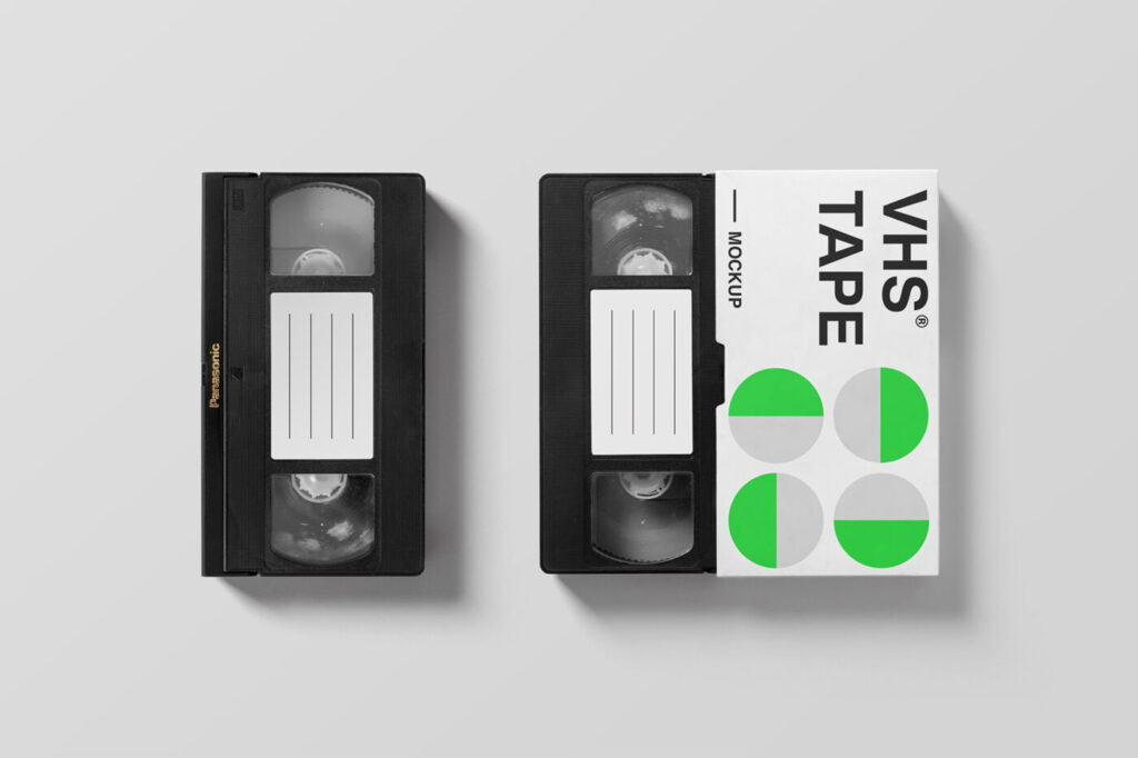 Pair of VHS Tapes Top View Mockup