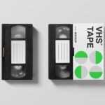 Pair of VHS Tapes Top View Mockup