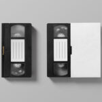 Pair of VHS Tapes Top View Mockup