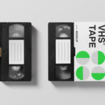 Pair of VHS Tapes Top View Mockup