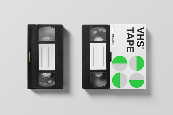 Pair of VHS Tapes Top View Mockup