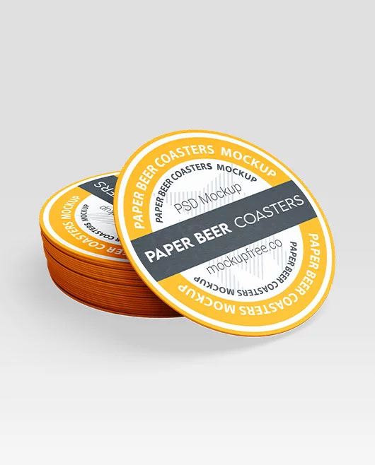 Paper Beer Coasters Mockup