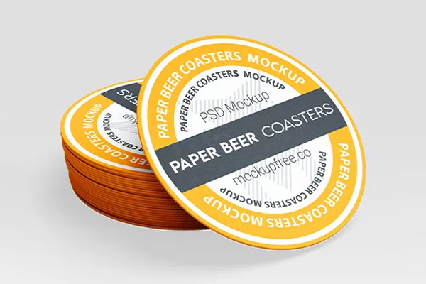 Paper Beer Coasters Mockup