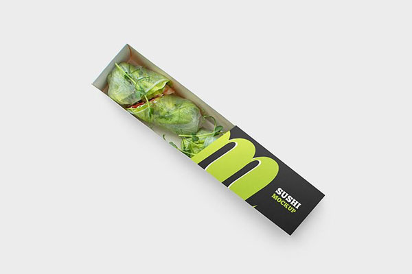 Paper Box Mockup with Spring Roll in Top View