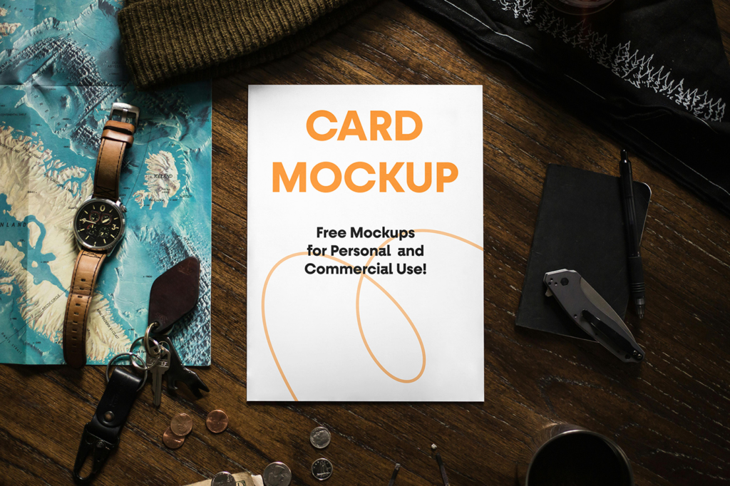 Paper Card on Desk Mockup