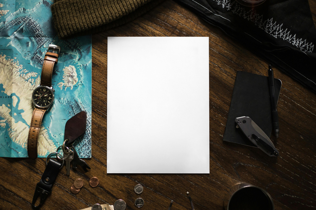 Paper Card on Desk Mockup