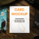 Paper Card on Desk Mockup