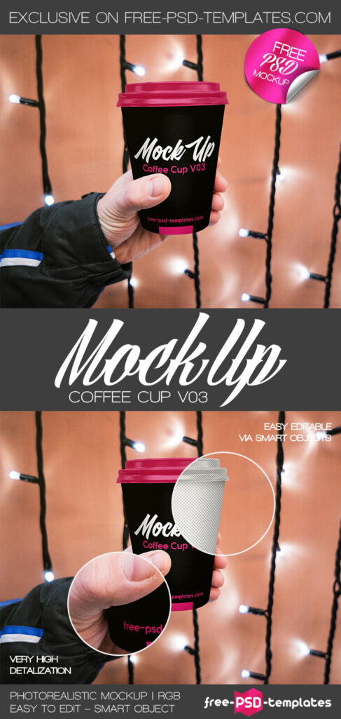 Paper Coffee Cup Held By Hand in the Front View Mockup