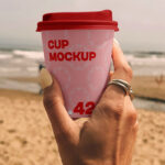 Paper Coffee Cup on the Beach Mockup