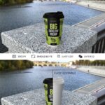 Paper Coffee Cup Standing in Front View by the Lake