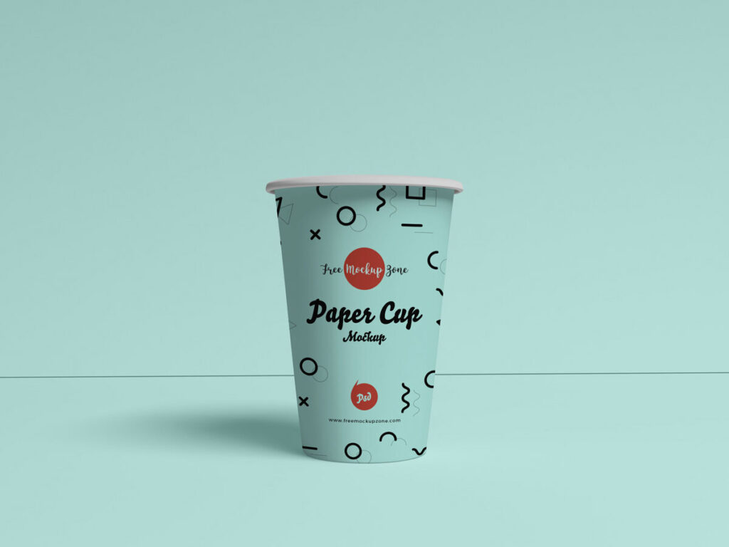 Paper Coffee Cup Standing in Front View Mockup