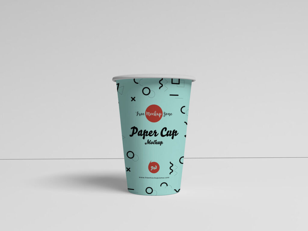 Paper Coffee Cup Standing in Front View Mockup
