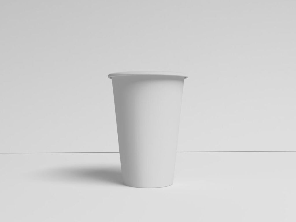 Paper Coffee Cup Standing in Front View Mockup