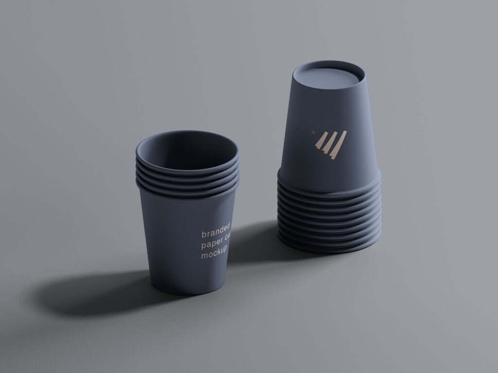 Paper Cup Mockup Featuring Two Stacks in Opposite Directions