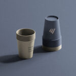 Paper Cup Mockup Featuring Two Stacks in Opposite Directions