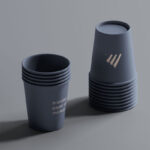 Paper Cup Mockup Featuring Two Stacks in Opposite Directions