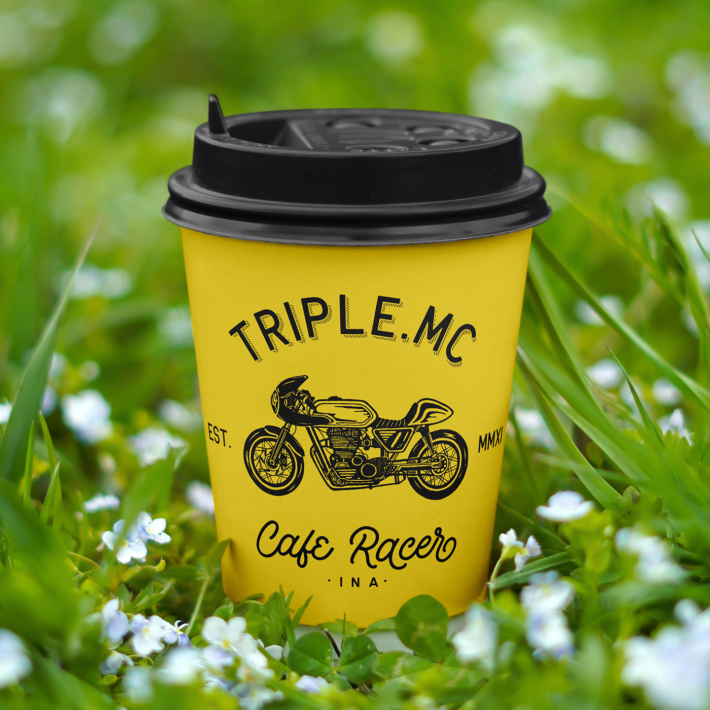 Free Paper Cup on Grass Mockup PSD Template