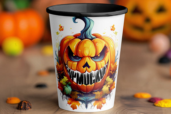 Paper Cup with Pumpkins Mockup