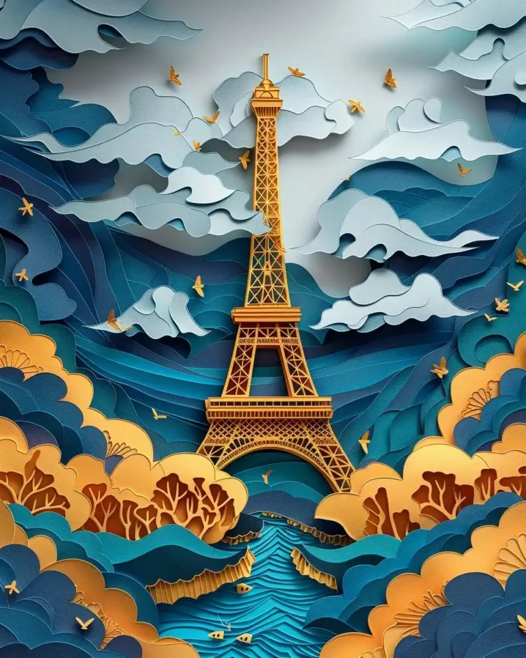Paper Cut Eiffel Tower