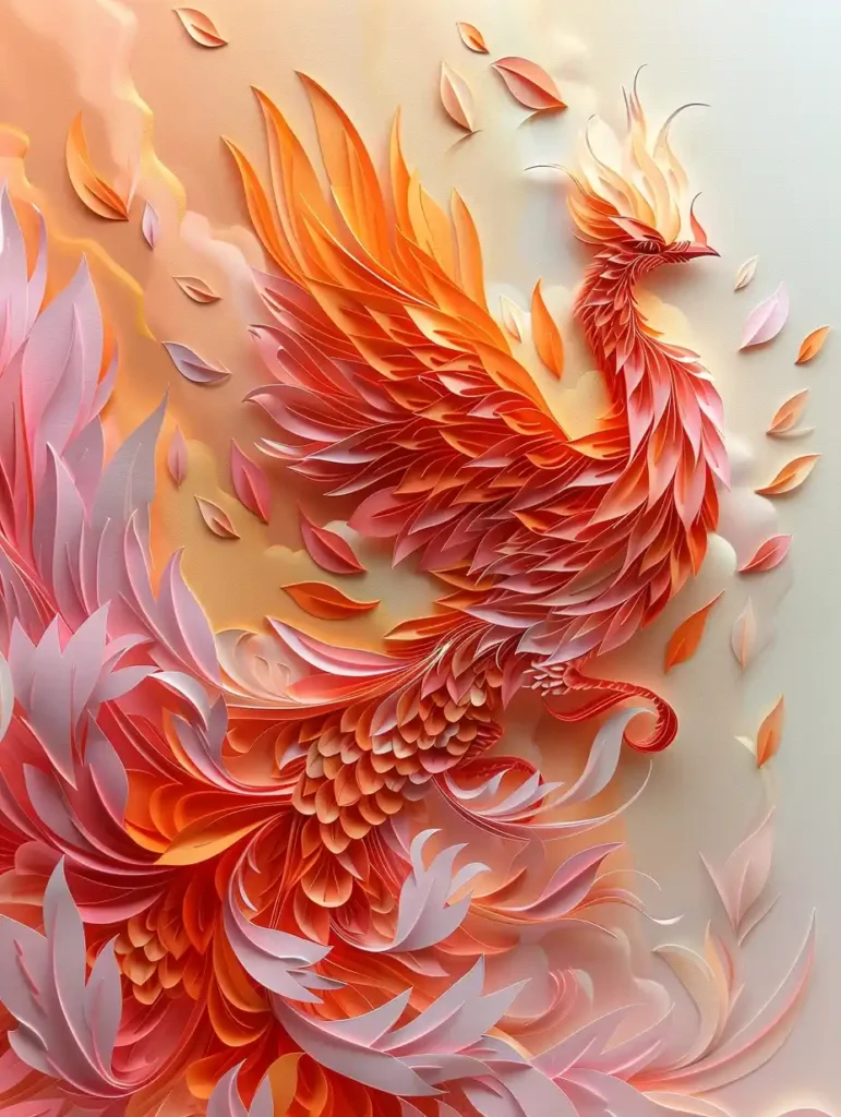 Paper Cut Phoenix Flames