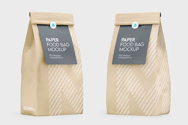 Paper Food Bag Mockup in 3 Sights