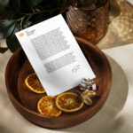 Paper Letterhead Mockup with Dried Orange in Perspective Sight