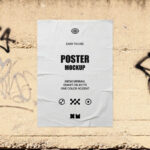 Paper Poster Mockup on Graffiti Wall