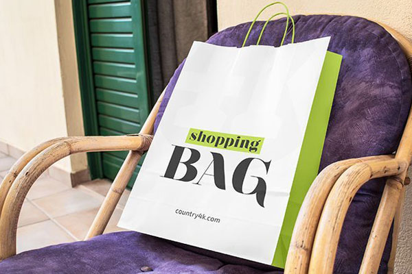 Paper Shopping Bag on Armchair Mockup