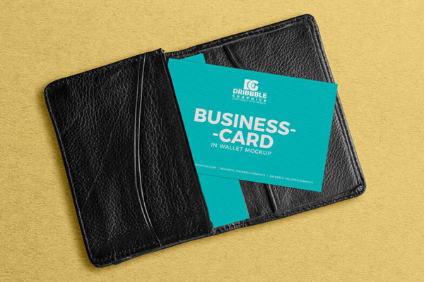 Paper Texture Business Card in Wallet Mockup