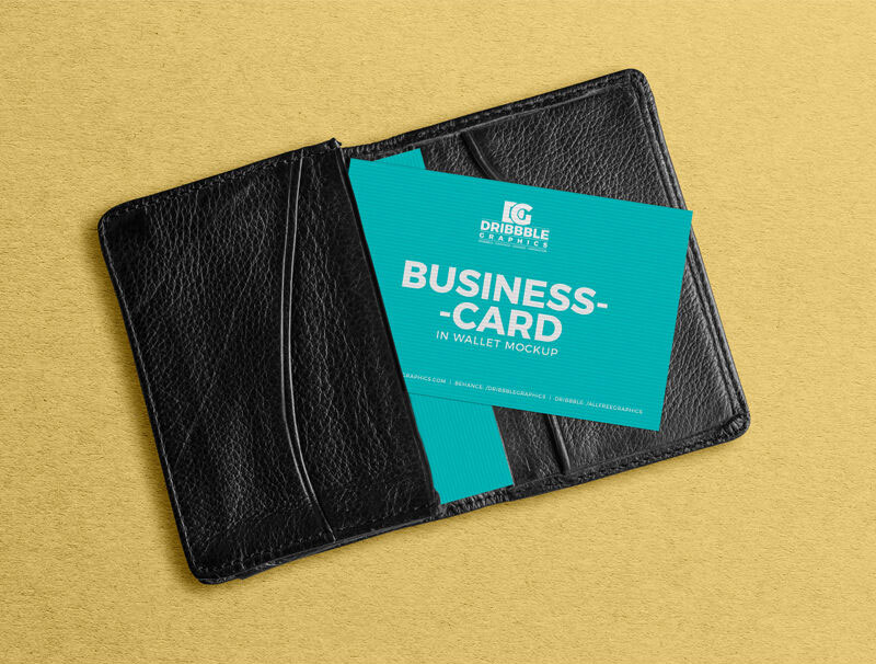 Paper Texture Business Card in Wallet Mockup