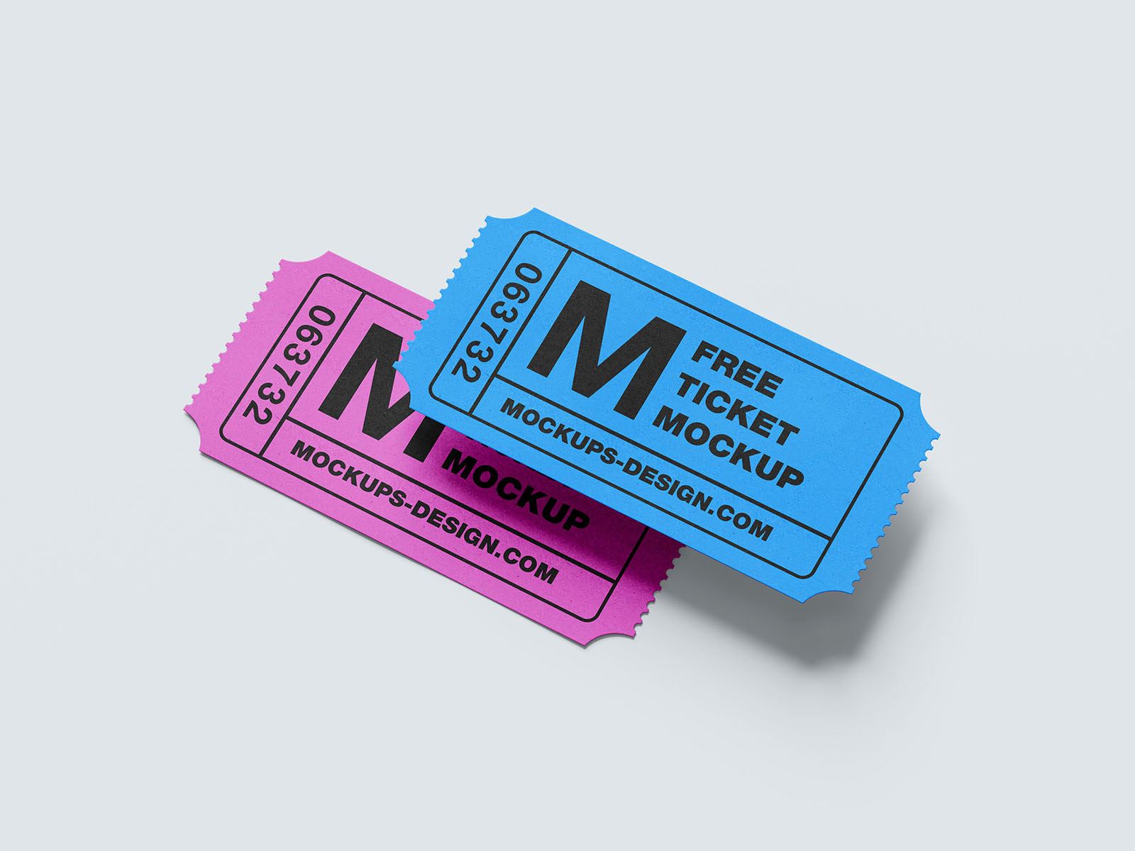 Free Paper Ticket Mockup in 5 Shots PSD Template