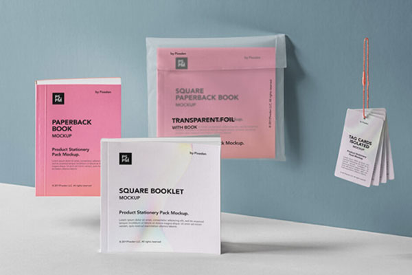 Paperback Booklet, and Product Tag Mockup Set