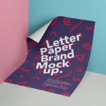 Partially Rolled Letter Paper Against Wall Mockup