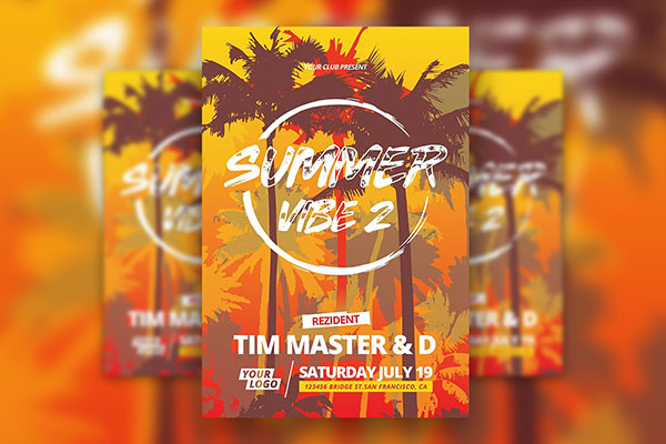 Party and Club Event Flyer Template Inspired Summer Vibes