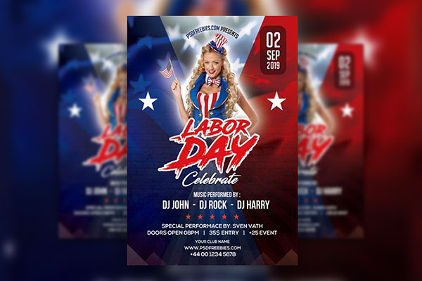 Patriotic Modern Labor Day Party Flyer Template