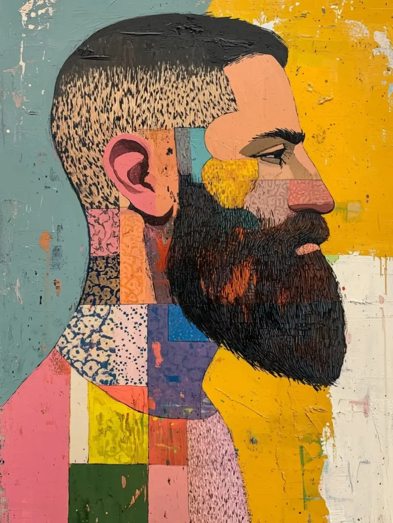 Patterned Portrait in Gouache
