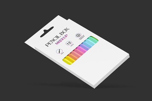 Pencil Box Mockup in Perspective Vision
