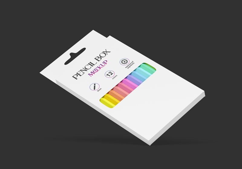 Pencil Box Mockup in Perspective Vision