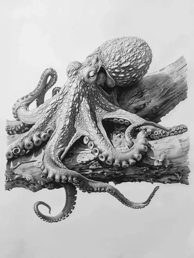 Pencil Octopus on White