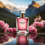 Perfume Bottle Mockup with Flowers