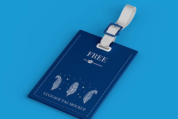 Perspective and Front View of 3 Luggage Tag Mockups