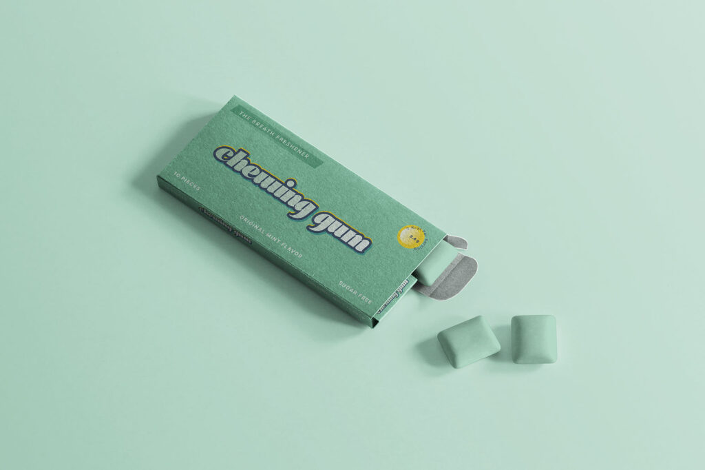 Perspective Angle of Half Open Chewing Gum Packaging Mockup