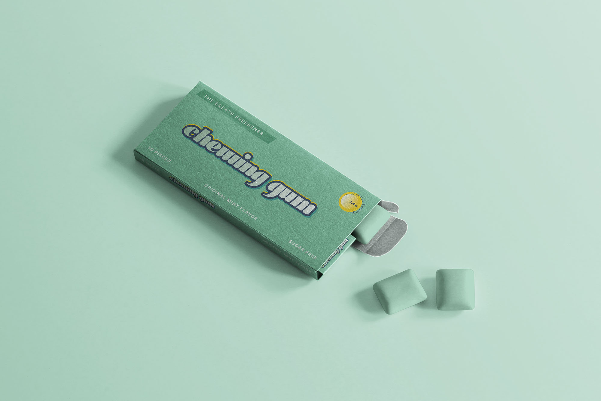 Perspective Angle of Half Open Chewing Gum Packaging Mockup FREE PSD
