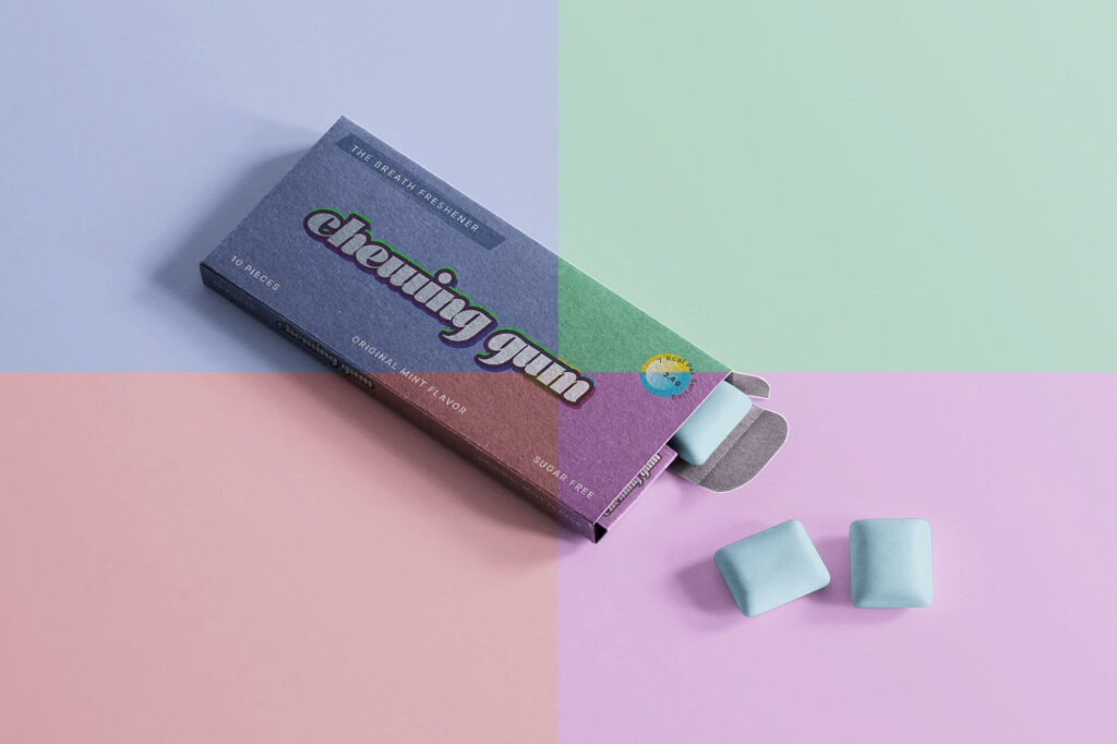 Perspective Angle of Half Open Chewing Gum Packaging Mockup