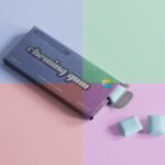 Perspective Angle of Half Open Chewing Gum Packaging Mockup