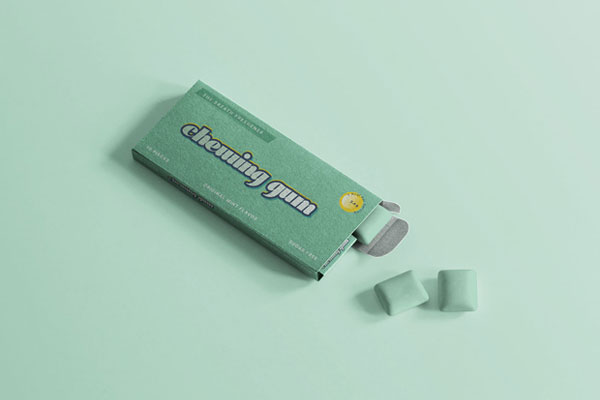 Perspective Angle of Half Open Chewing Gum Packaging Mockup