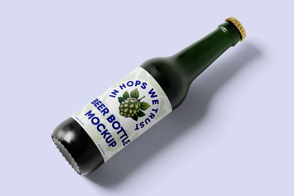 Perspective Beer Bottle Mockup